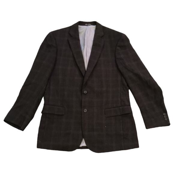 Jean-Paul Germain Men's windowpane plaid double breasted wool sport coat - Picture 2 of 6